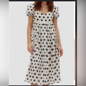Sleeper Black and White Polka Dot Maxi Dress NWOT!